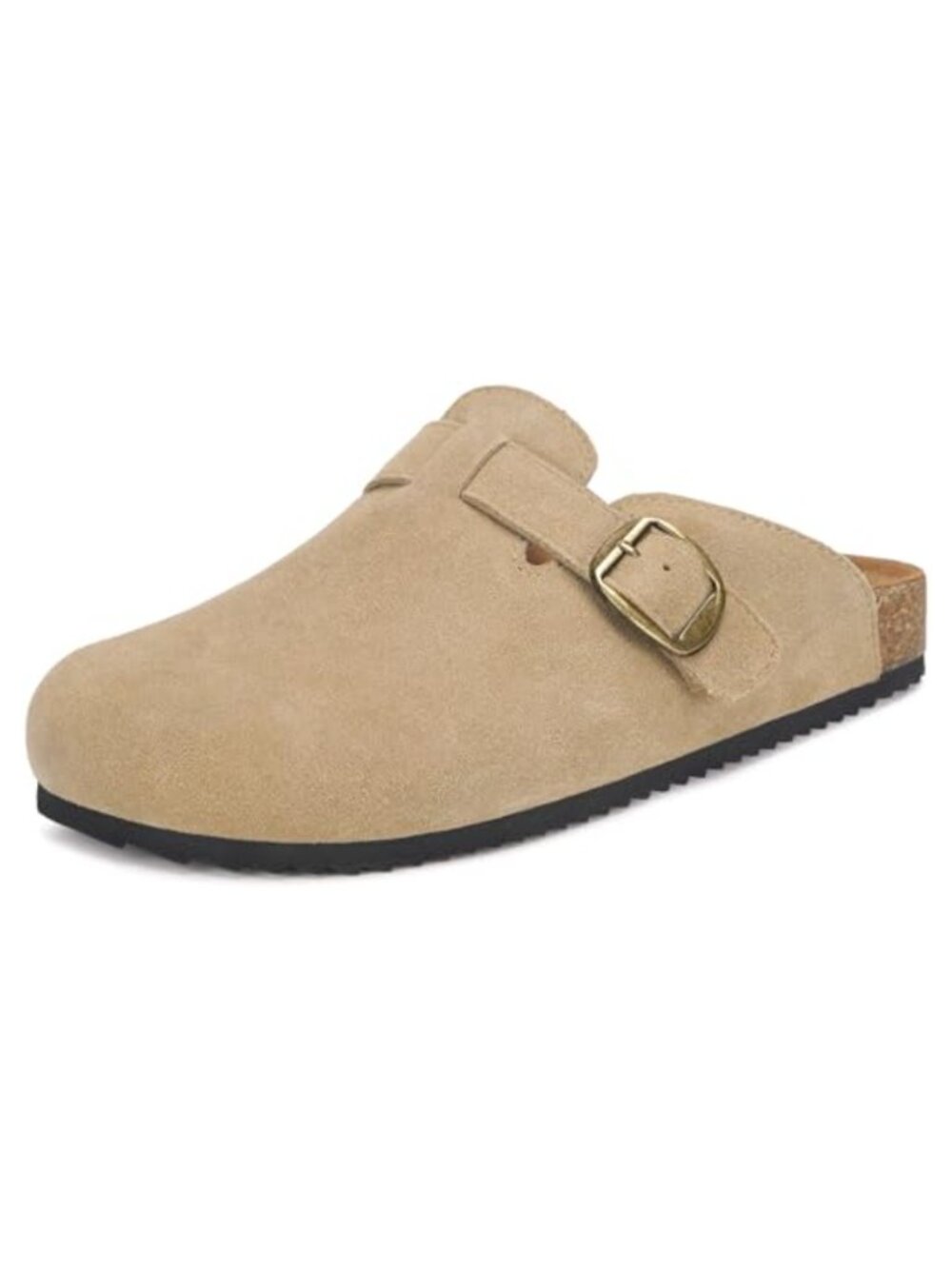 Genuine Suede Clogs Cork Footbed Sandals with Arch Support